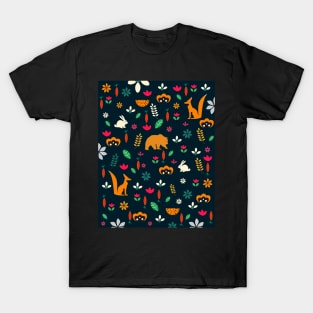 Cute little animals among flowers T-Shirt